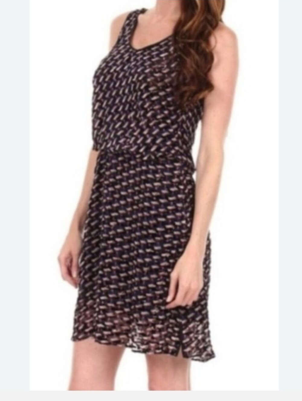 Marc Jacobs Sleeveless Printed Chiffon Midi Dress in Blue and Pink Sz 2